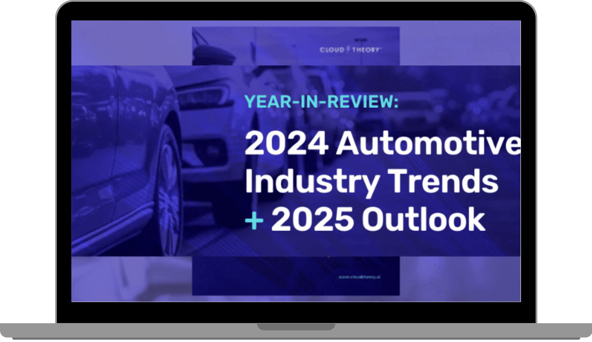 Year in Review: 2024 Automotive Industry Trends & 2025 Outlook graphic in laptop frame
